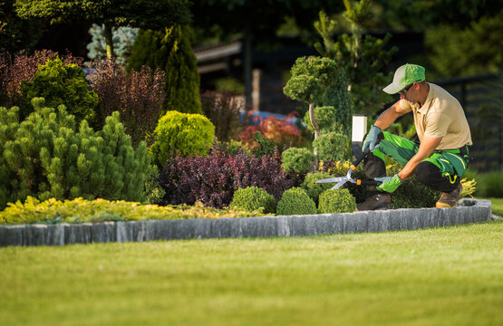 Gardener working on garden